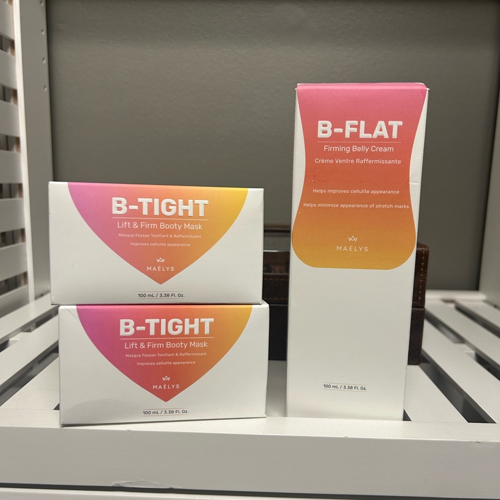 Maelys B-Tight (2)  booty firming mask / B-Flat (1) firming belly cream.